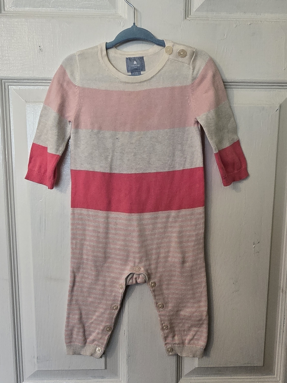 GAP Pink Stripe Knit Baby One-Piece